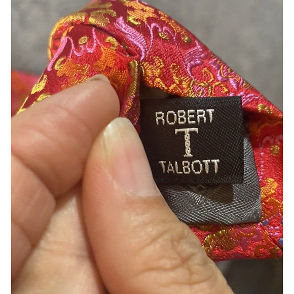Robert Talbots Tie Mens Red Geometric Bold Best Class Holiday - Picture 5 of 10